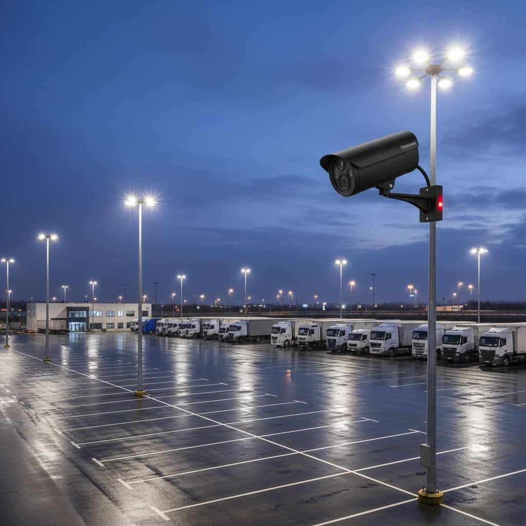 Controlled exit gate with verification at a secure truck parking facility