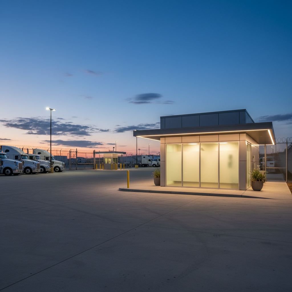 Women truck parking safety and visibility at a secure facility